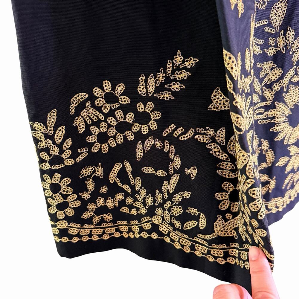 Dana Buchman Silk Blend Skirt Embroidered Black 14 Whimsigoth Darkfairy Bohemian - Picture 3 of 10